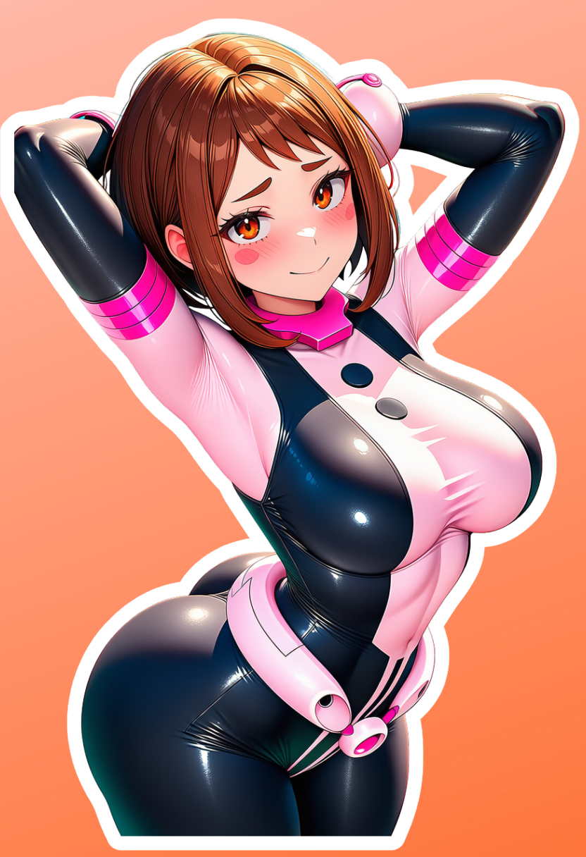 Ochaco Uraraka bashful waifu sticker