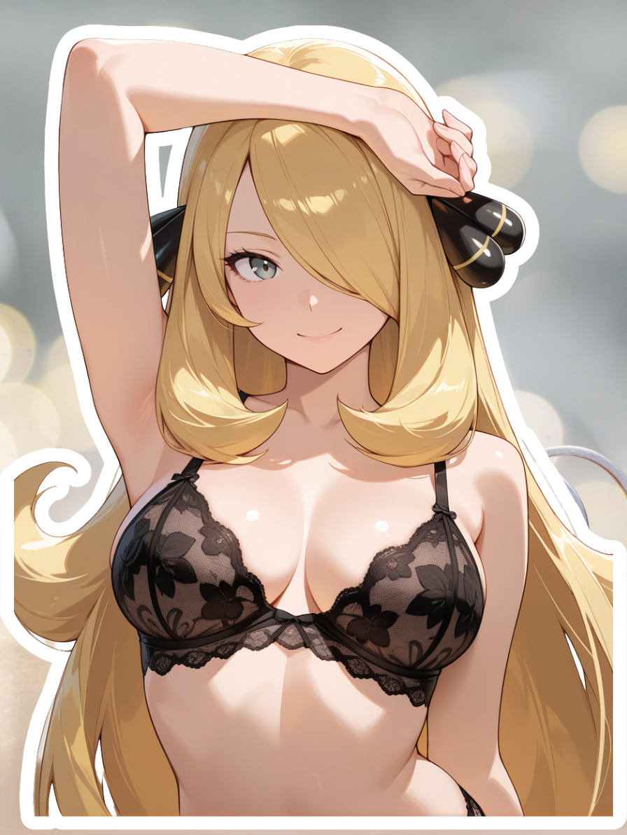 Cynthia kawaii black lingerie waifu sticker