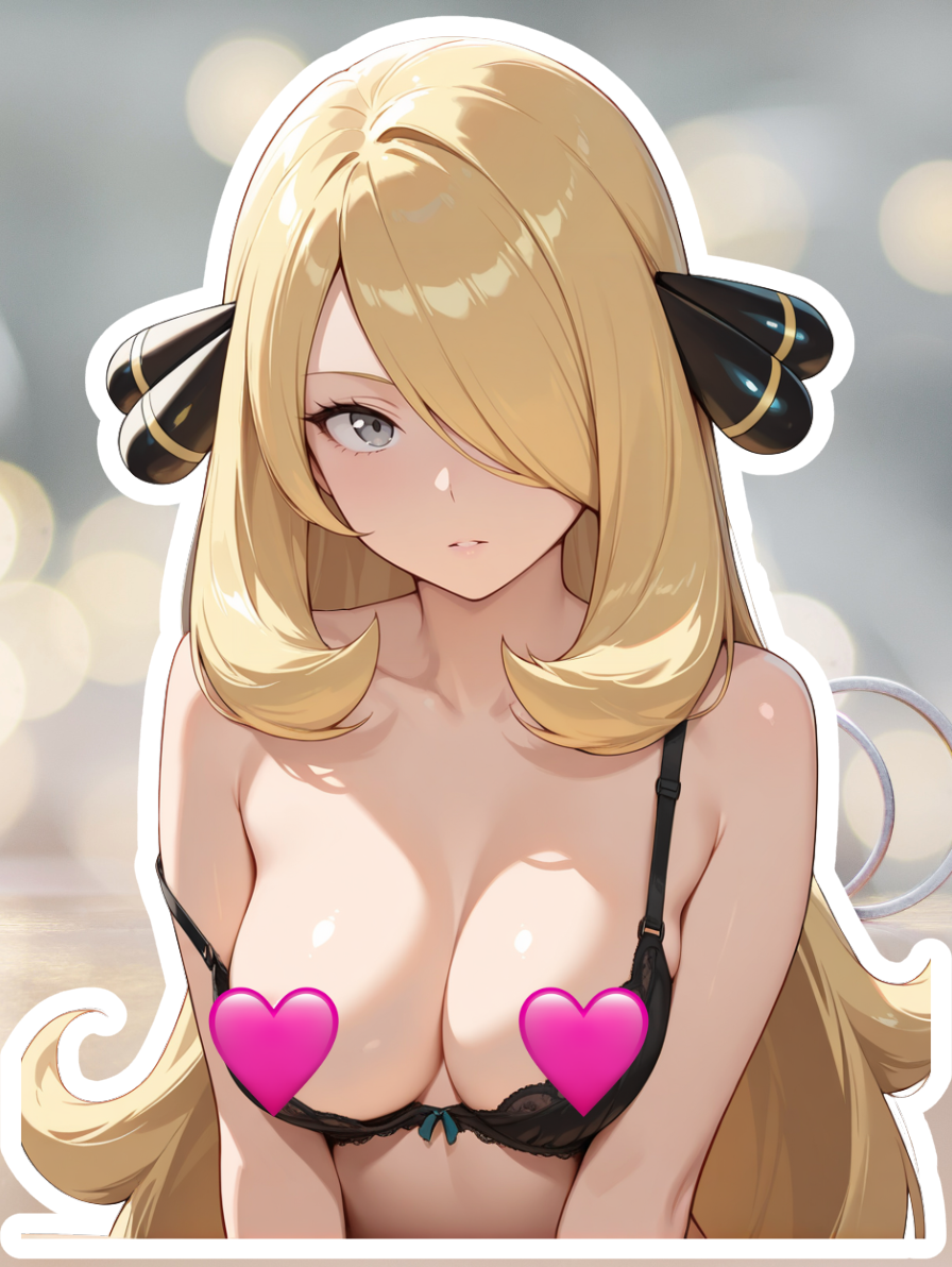 Cynthia kawaii black lingerie waifu sticker