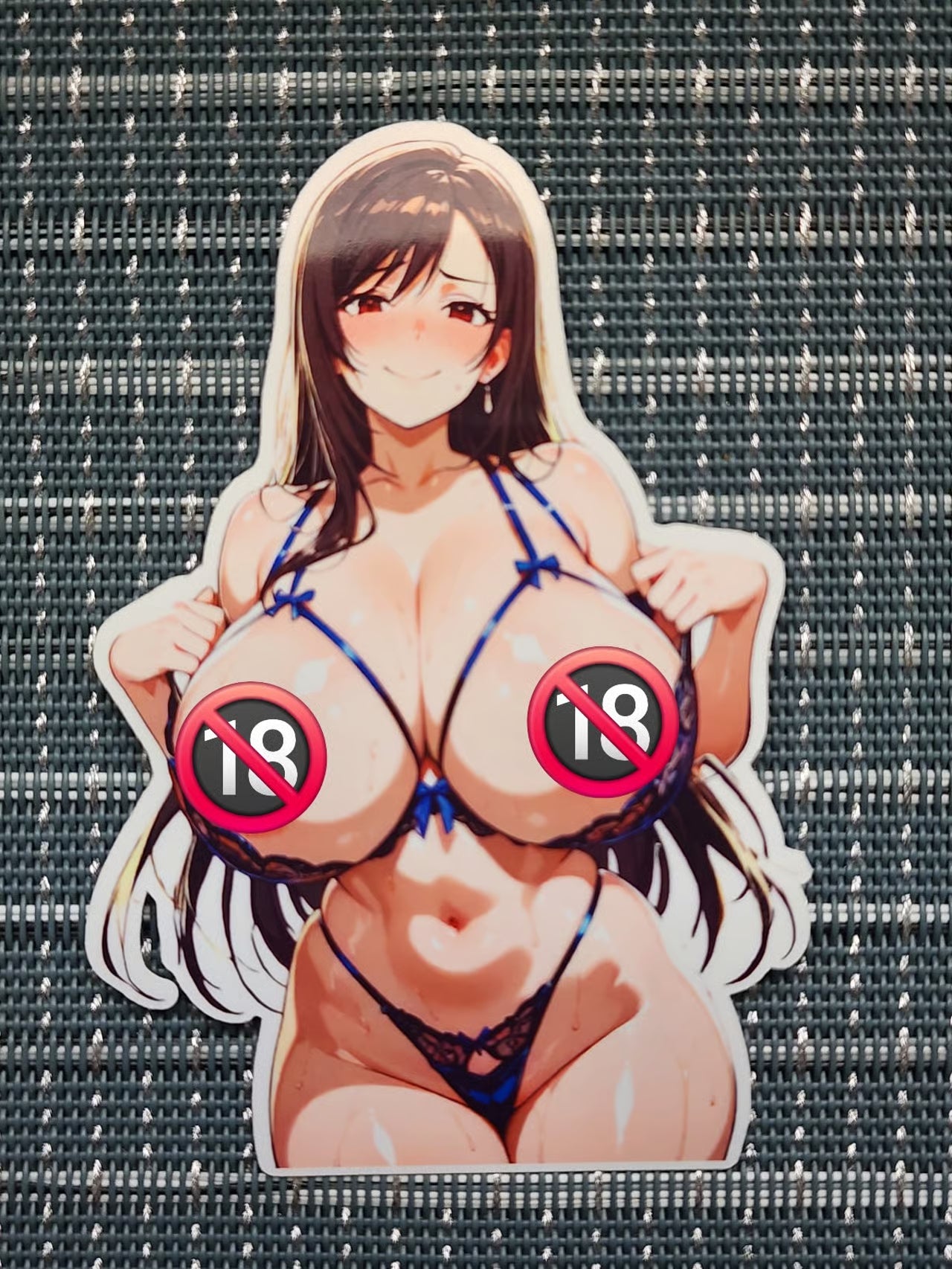 FF7 Tifa Lockhart Busty Blue Lingerie Anime Waifu Sticker