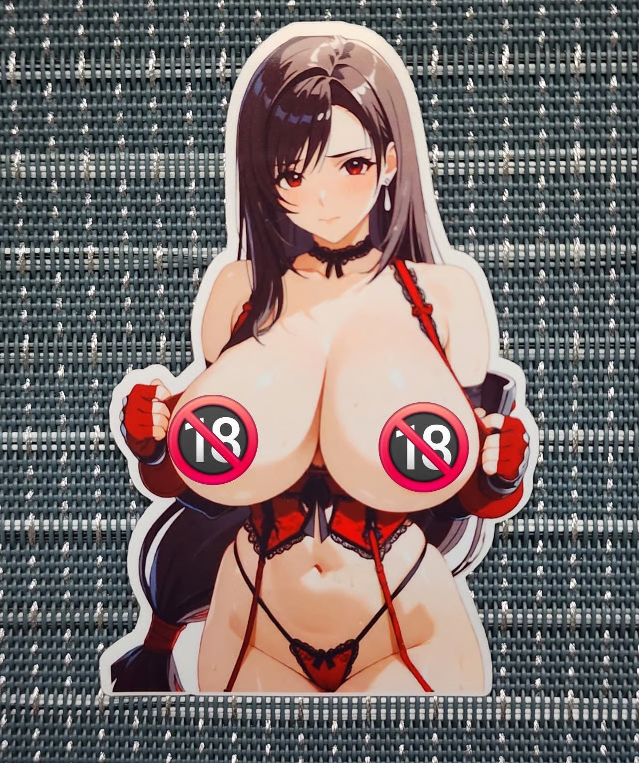 FF7 Tifa Lockhart Busty Red Lingerie Anime Waifu Sticker