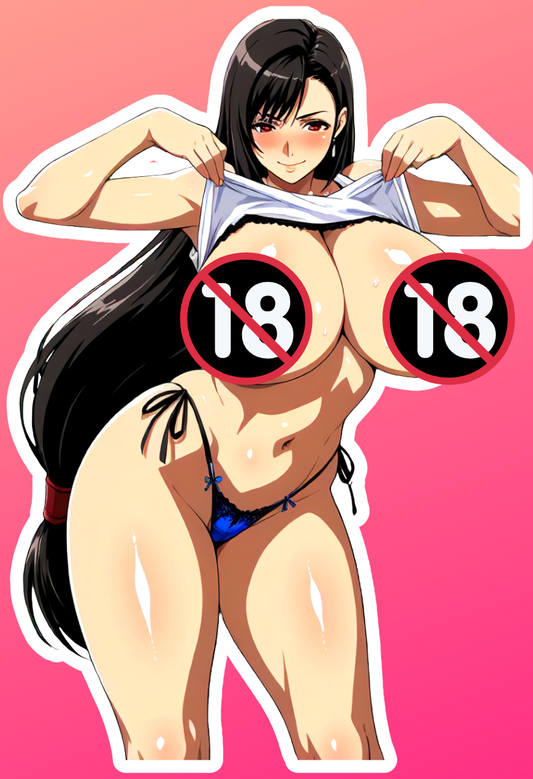 FF7 Tifa Lockhart Busty Shirt Lift Anime Waifu Sticker