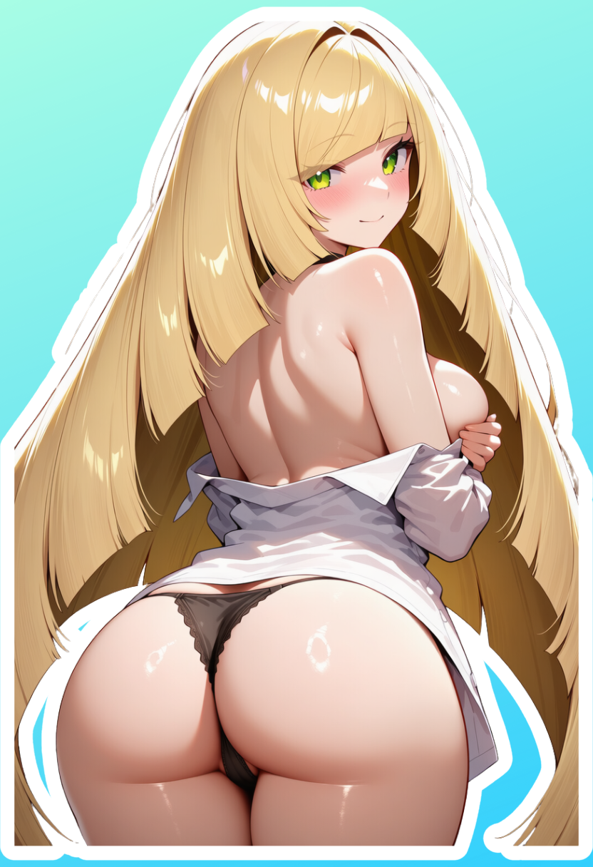 Lusamine cheeky white oversized dress shirt waifu sticker