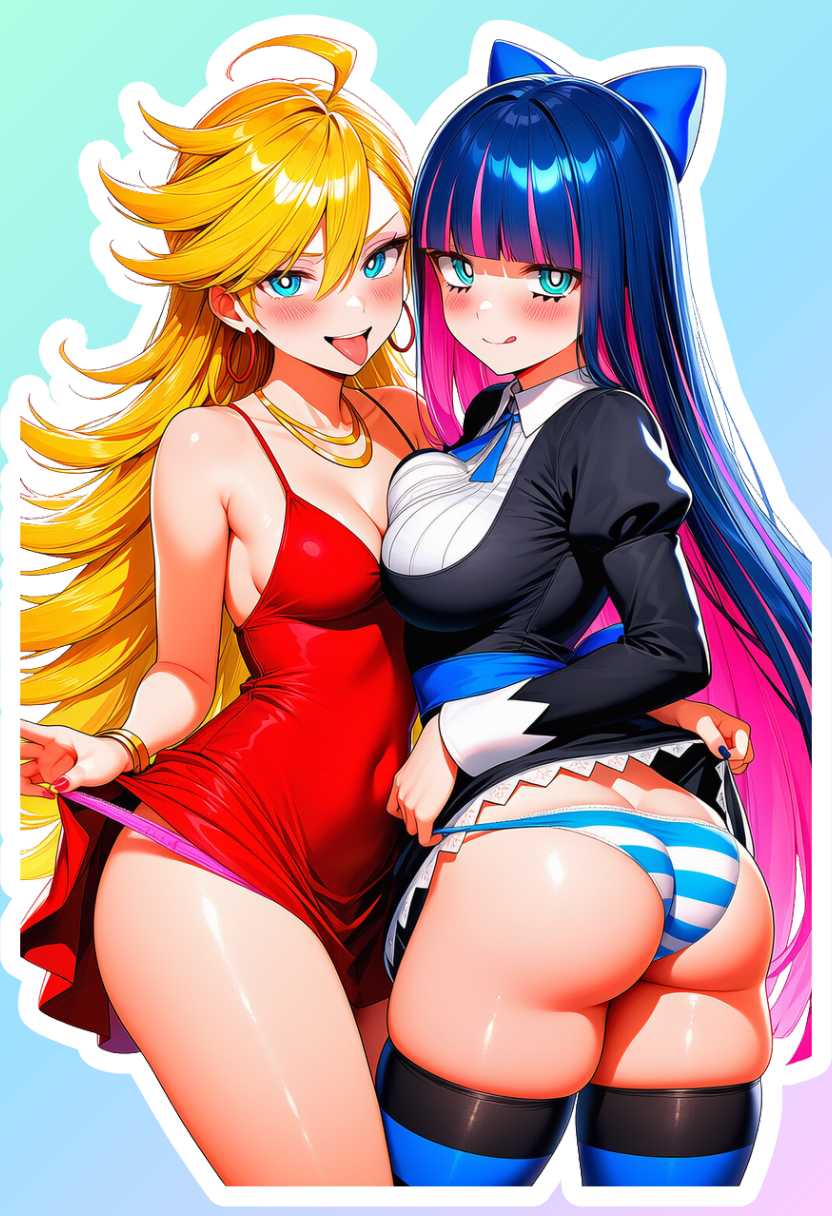 Panty and Stocking sexy duo waifu sticker 